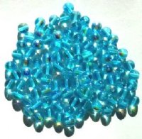 100 6mm Transparent Aqua AB Round Glass Beads